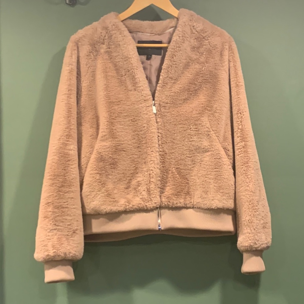 Banana Republic Faux Fur BomberJacket size L - Picture 1 of 6